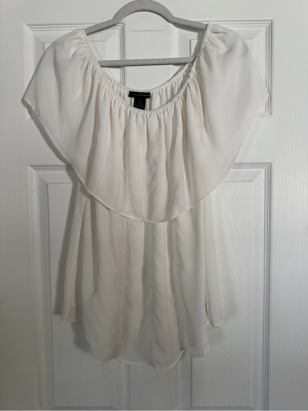 Grace Elements Cream Off-Shoulder Ruffle Blouse